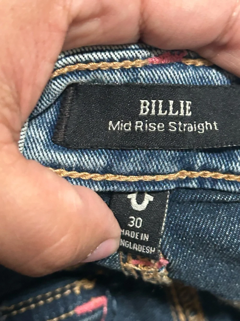 True Religion Women’s Billie MidRise Flap Straight Classic BlueDenim Jeans sz30
